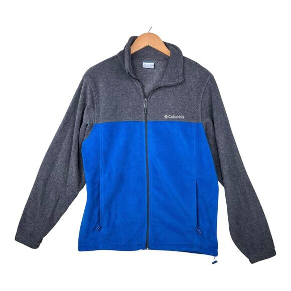 Columbia men's blue gray colorblock full zip fleece jacket size medium - Picture 1 of 8